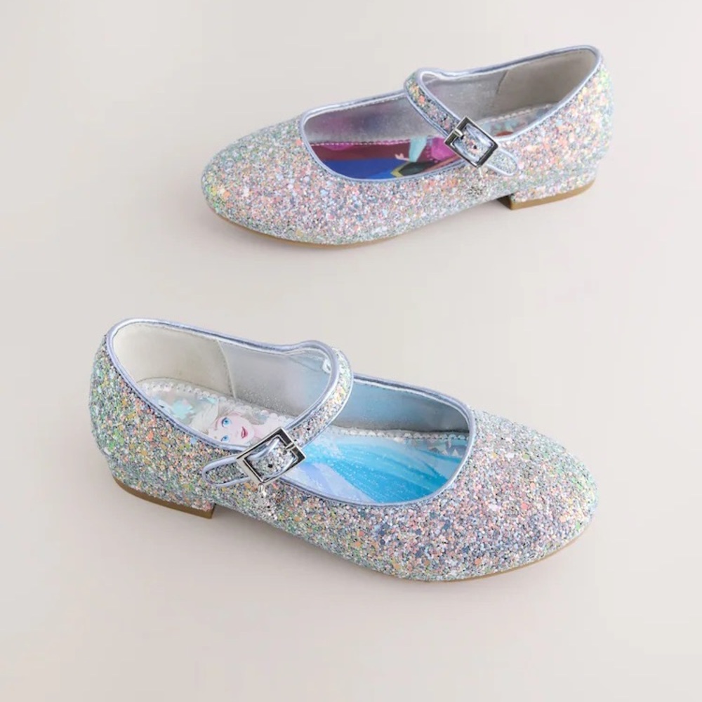 H&M Silver Glitter Frozen Mary Jane Shoes size 27 EU